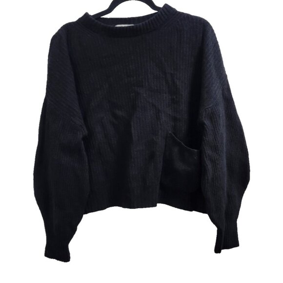 N.O.W. Andrea Rosati Cashmere Sweater Women Black Ribbed Knit Italy Oversized M - Picture 3 of 13
